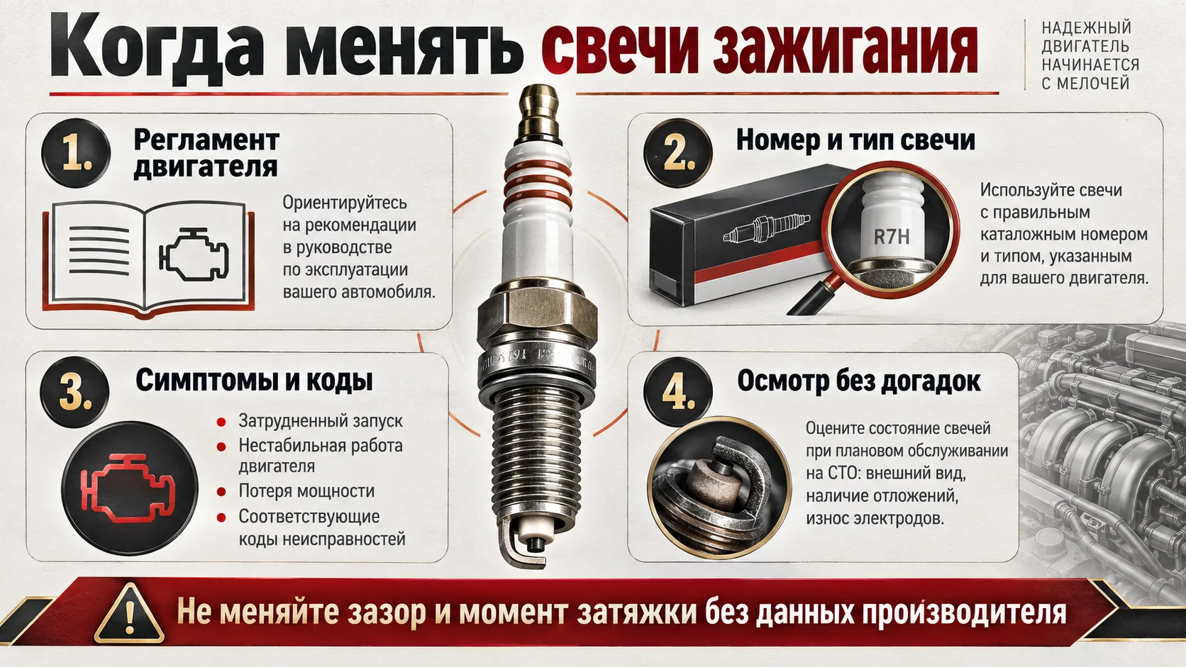 Инфографика о выборе времени замены свечей зажигания