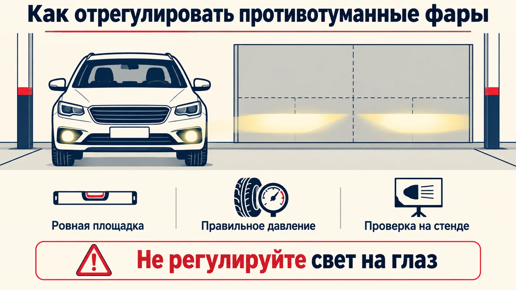 Инфографика: условия для проверки направления противотуманных фар